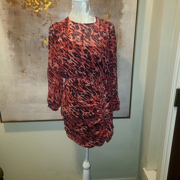 All Saints Dresses & Skirts - All Saints Red and Black Animal Print Mini Dress